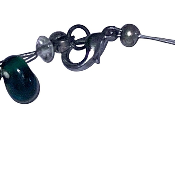 Estate Shades of Green Glass Drop Teardrop Bead Beaded illusion Necklace - Picture 7 of 7